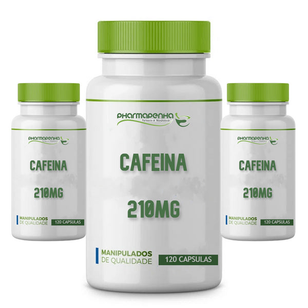 3 Potes Cafeína 210Mg 120 Cápsulas cada