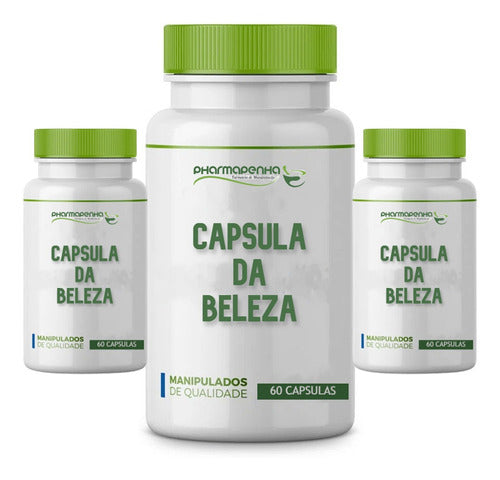 3 Potes Cápsulas Da Beleza 60 Cápsulas Cada