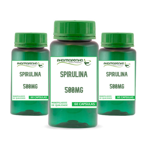 3 Potes Spirulina 500mg 60 Cápsulas cada