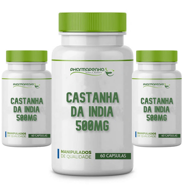 3 Potes Castanha da Índia 500mg 60 Cápsulas cada