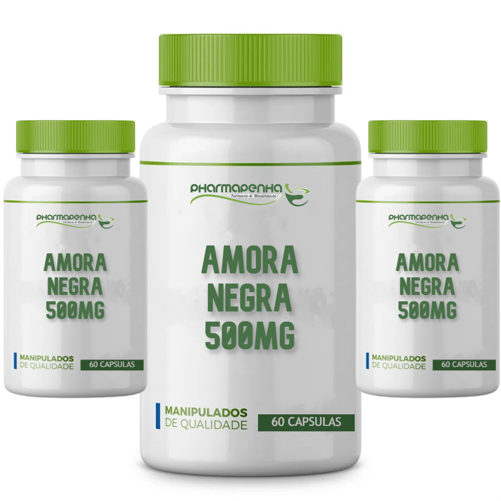 3 Potes Amora Negra 500Mg 60 Cápsulas cada
