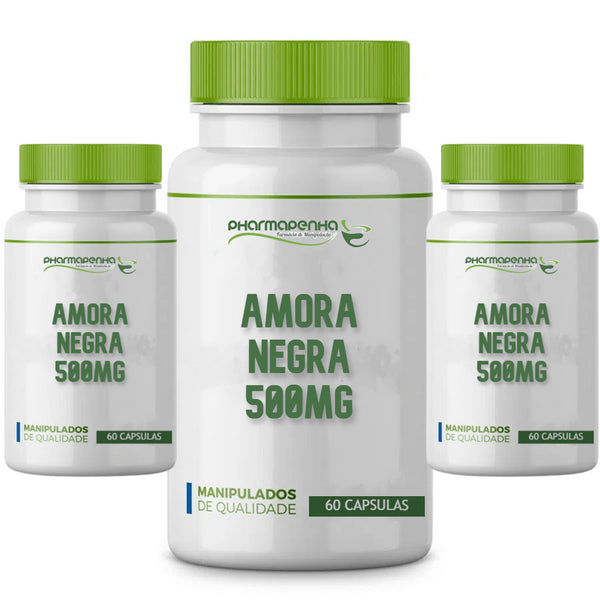 3 Potes Amora Negra 500Mg 60 Cápsulas cada
