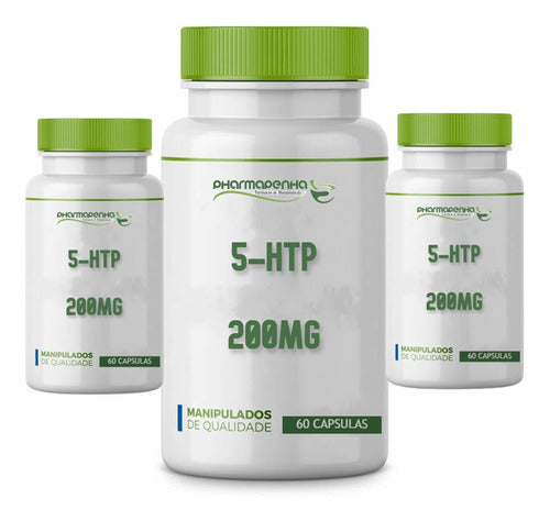 3 Potes 5-htp 200mg 60 Cápsulas Cada