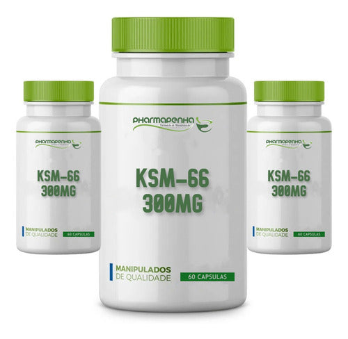 3 Potes Ksm-66 300mg 60 Cápsulas Cada