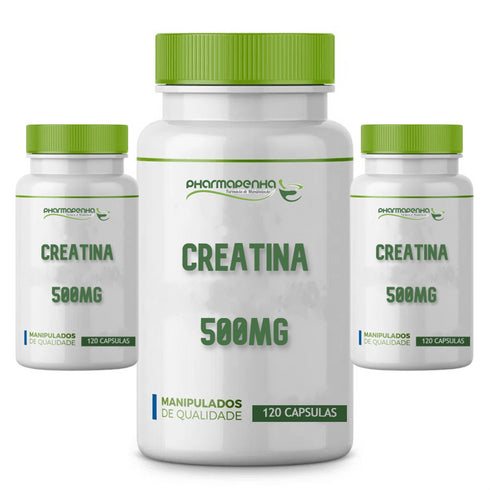 3 Potes Creatina Monohidratada 100% Pura 500mg 120 Cápsulas cada