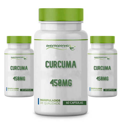 3 Potes Curcuma 450mg 60 Cápsulas cada