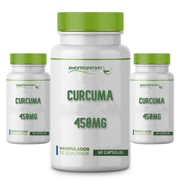 3 Potes Curcuma 450mg 60 Cápsulas cada