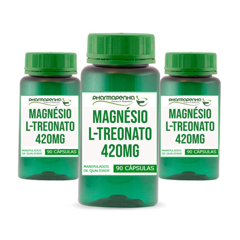 3 Potes Magnésio L-Treonato 420mg 90 Cápsulas cada