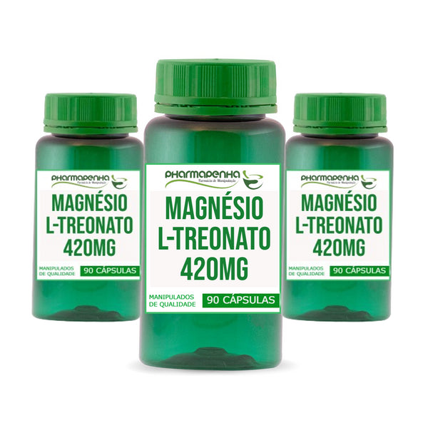 3 Potes Magnésio L-Treonato 420mg 90 Cápsulas cada