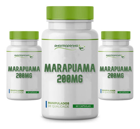 3 Potes Marapuama 200mg 60 Cápsulas Cada