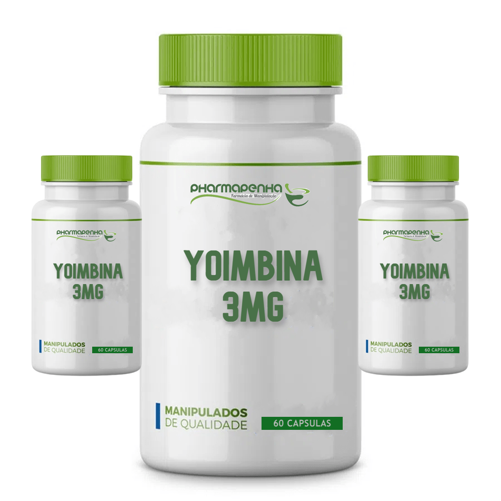 3 Potes Yoimbina 3mg 60 Cápsulas