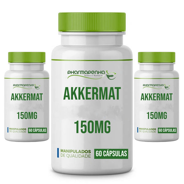 3 Potes Akkermat® 150mg 60 Cápsulas cada com selo de autenticidade