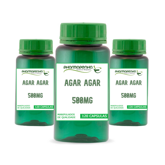 3 Potes Agar Agar 500mg 60 Cápsulas cada