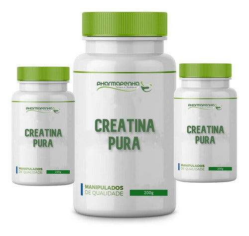 3 Potes Creatina Monohidratada 200g - 100% Pura Cada