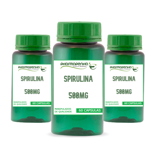 3 Potes Spirulina 500mg 60 Cápsulas cada