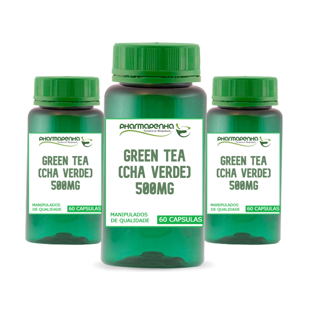 3 Potes Chá Verde (Green Tea) 500mg 120 Cápsulas cada