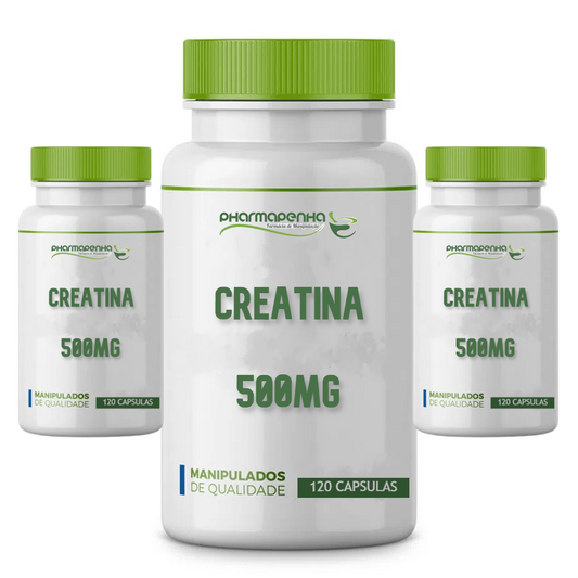 3 Potes Creatina Monohidratada 100% Pura 500mg 120 Cápsulas cada