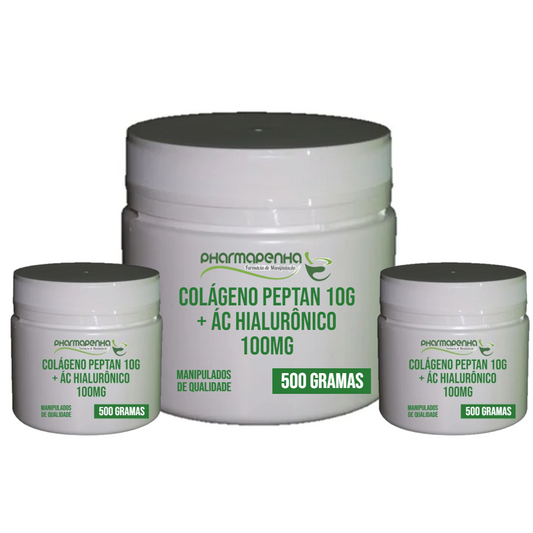 3un - Colágeno Peptan 10g + Ác. Hialurônico 100mg - Frasco 500gr - cada